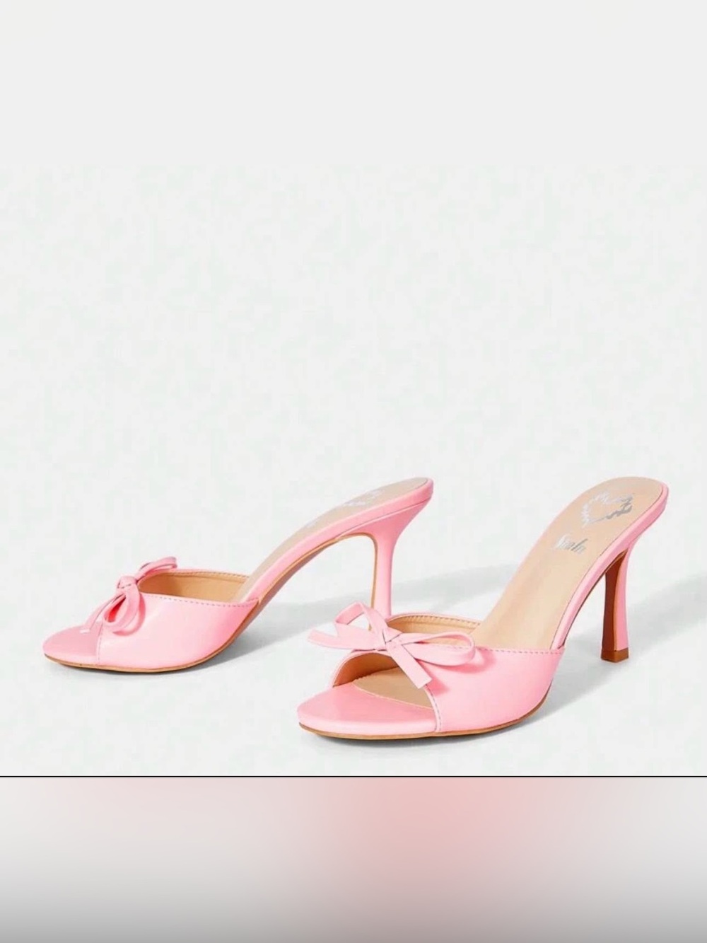 Pink Bow Open-Toe Heeled Mule
